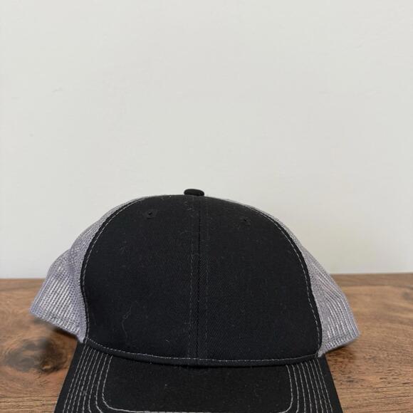 AJM Black Trucker Hat Canada Full Fit Mesh Back Snapback Cap Blank Adjustable OS - Picture 2 of 7